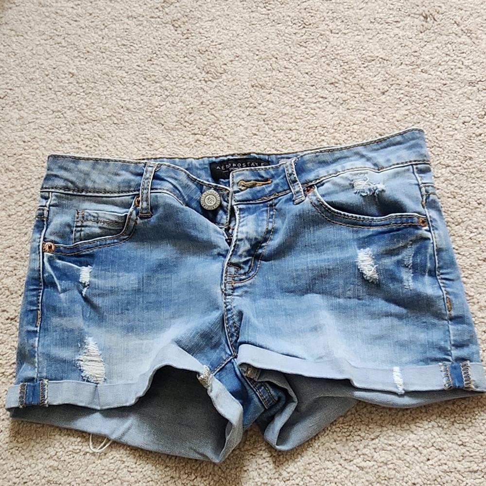 Size 0 Light Was Denim Blue Women's Aeropostale Shorts